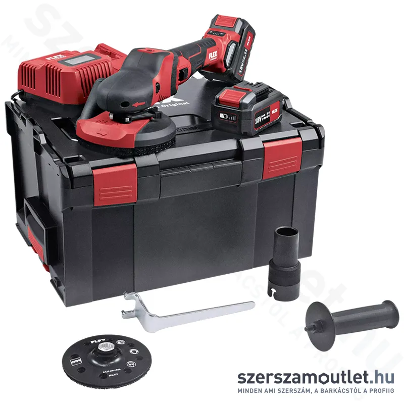 FLEX SE 125 18.0 EC 5.0 AH SET Akkus csiszoló 125mm, L-BOXX (2x5,0Ah/18V) (504.157)