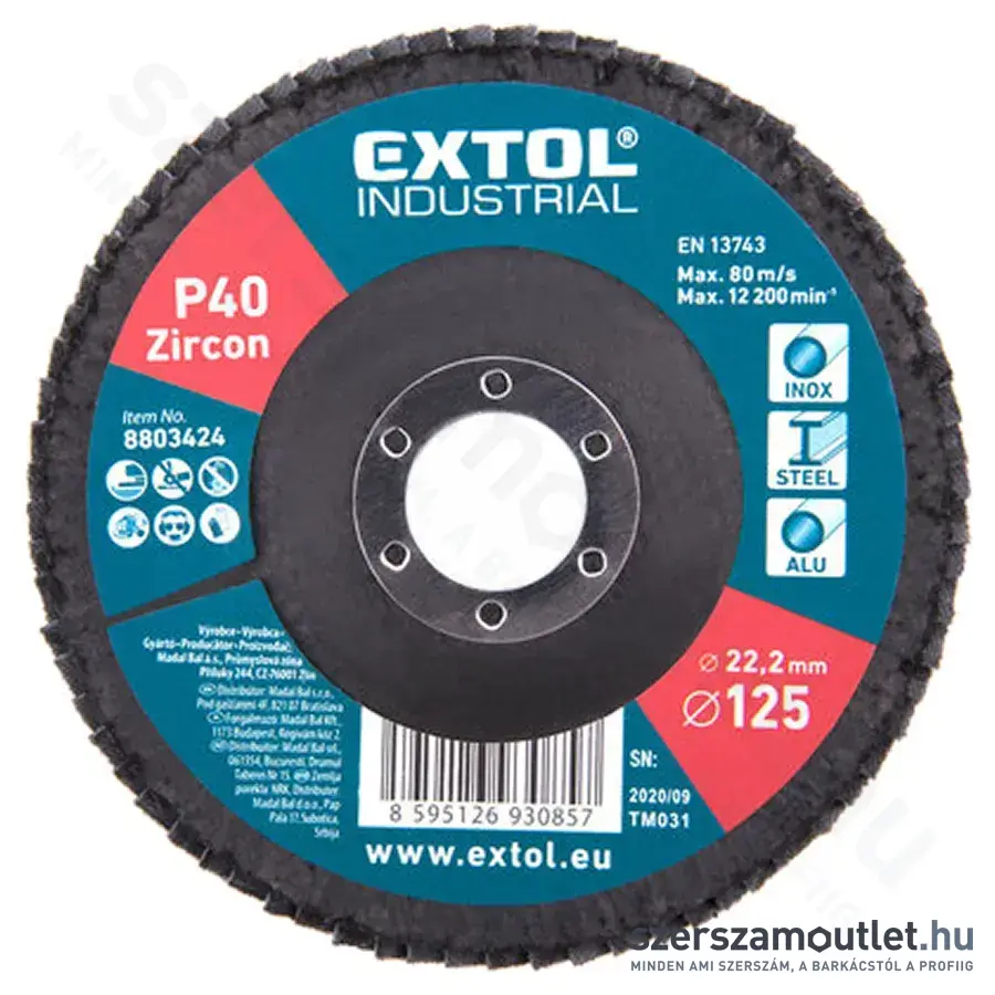 EXTOL Lamellás csiszoló 125mm P40