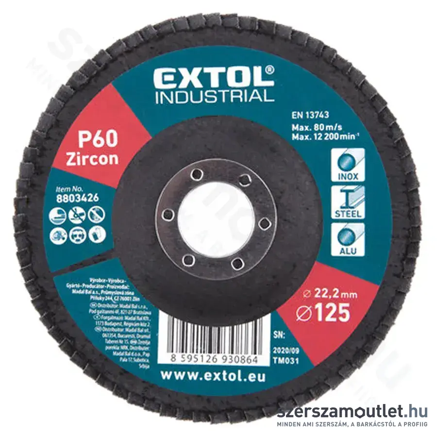 EXTOL Lamellás csiszoló 125mm P60