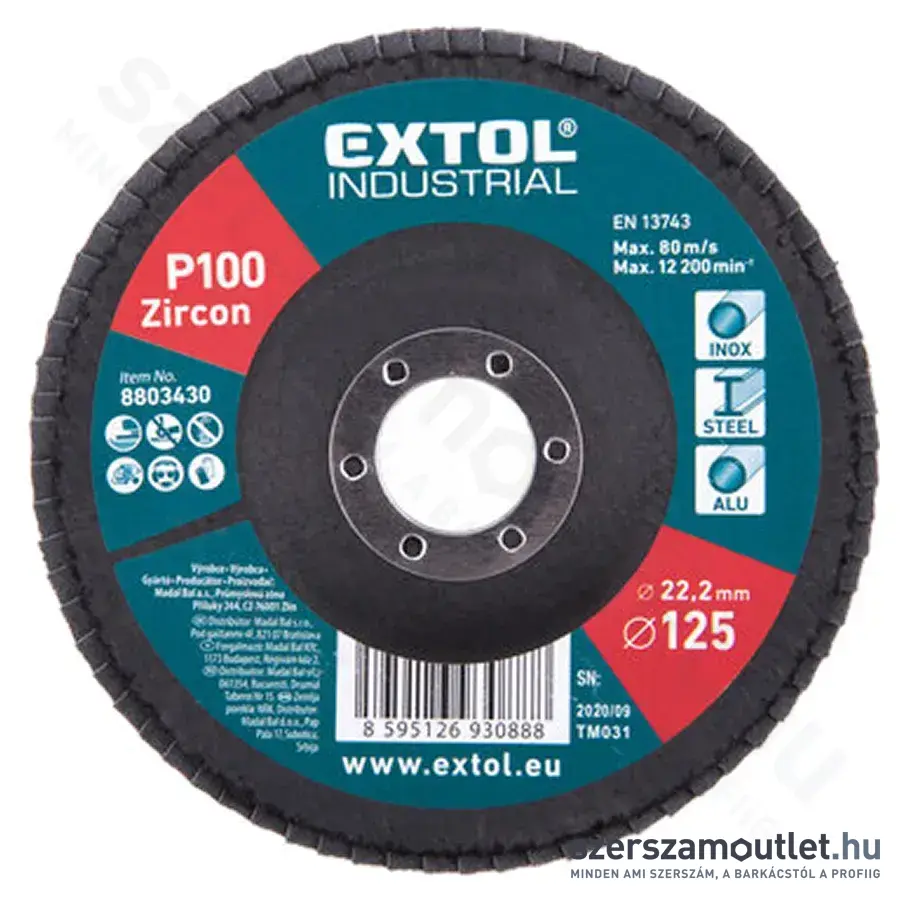 EXTOL Lamellás csiszoló 125mm P100
