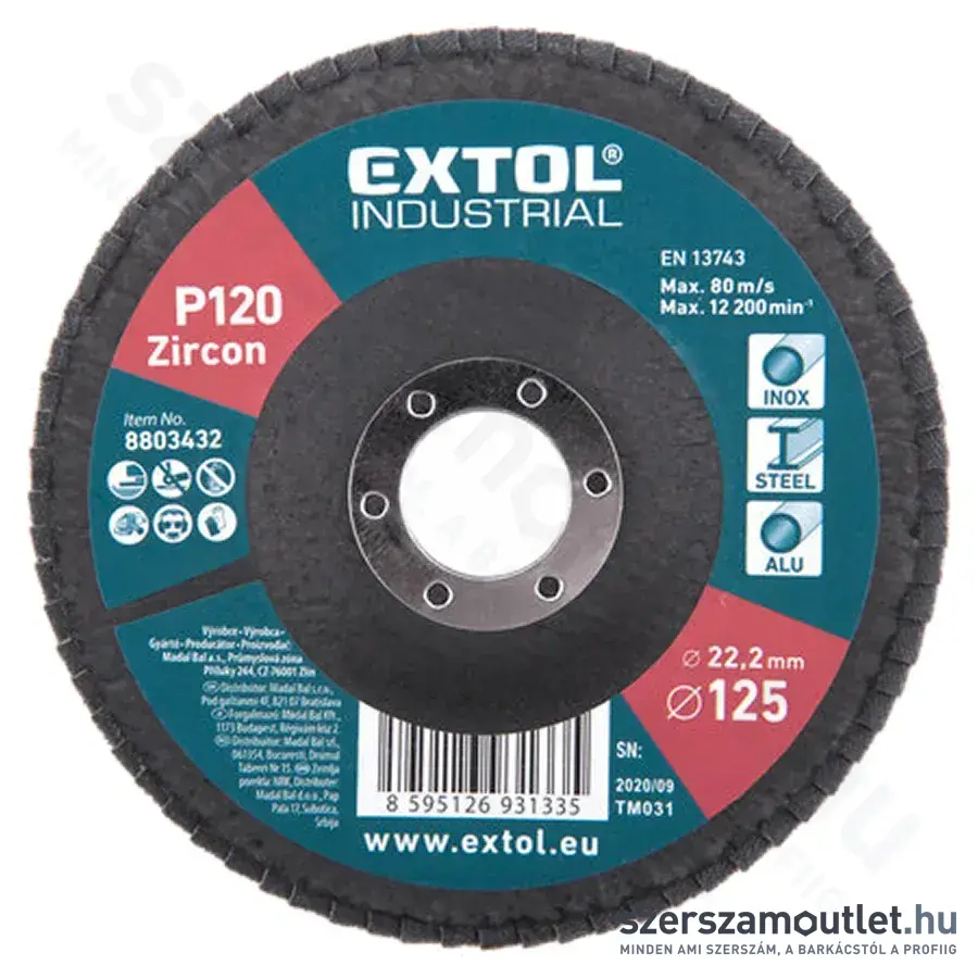 EXTOL Lamellás csiszoló 125mm P120