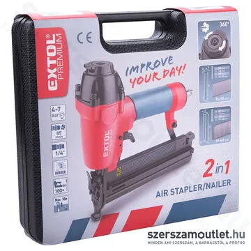 EXTOL Pneumatikus szegbelövő gép, szalagtáras szegekhez (19-50mm)