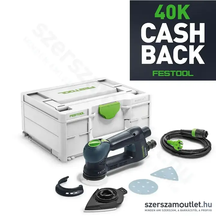 FESTOOL ROTEX RO 90 DX FEQ-Plus Áttételes hajtású excentercsiszoló Systainer (400W/90mm) CASHBACK