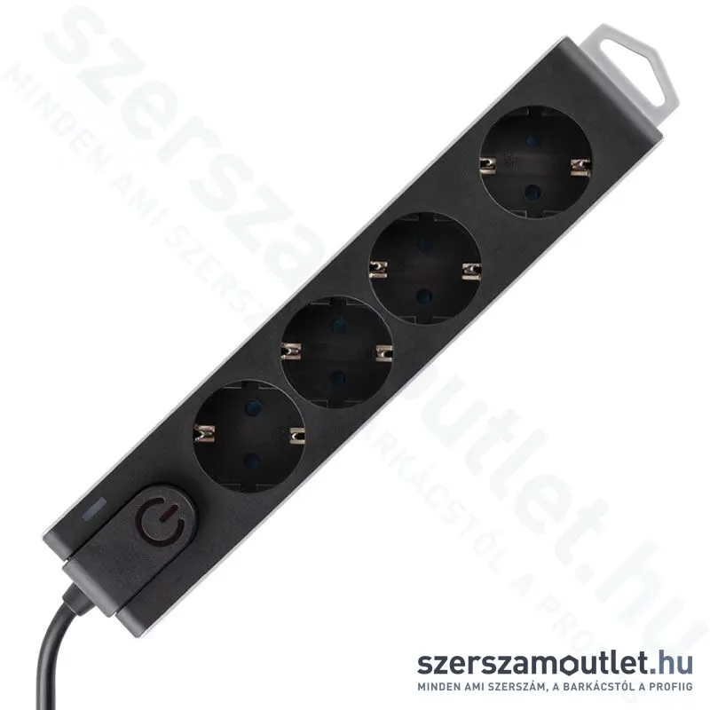 SOMOGYI Túlfeszültségvédett hálózati elosztó 4 aljzat, 1,5m (3x1,0mm) (NVT 4K/BK)