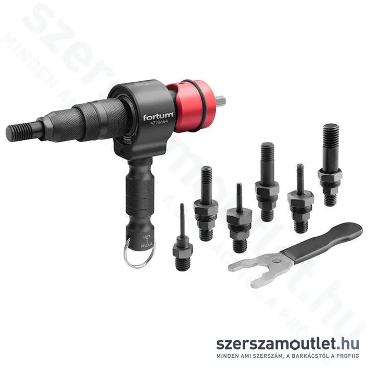 FORTUM Szegecsanya adapter készlet fúrógépekhez (POP-NUT) kofferben (M3-M12)