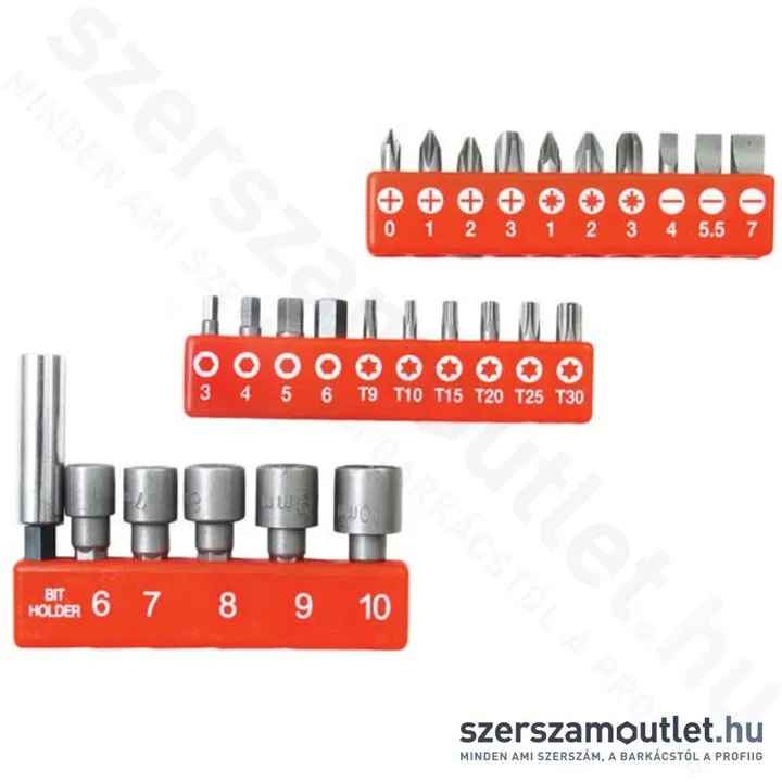 EXTOL Bitkészlet 26 részes (SL+PH+PZ+TORX+HEX)