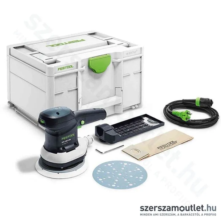 FESTOOL ETS 150/3 EQ-Plus excentercsiszoló Systainer-ben, szűrőkazettával (310W/150mm)
