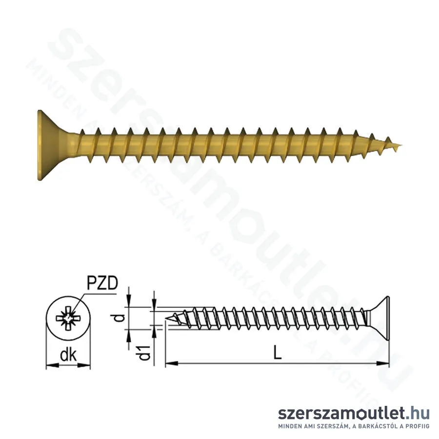 REISSER Faforgácslapcsavar D4×18mm | süllyesztettfejű | tövigmenetes | RN9200 [100db]