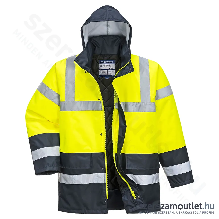 PORTWEST S466 Hi-Vis CONTRAST TRAFFIC Jól láthatósági kabát [Citrom/Tengerészkék] (S466YER)