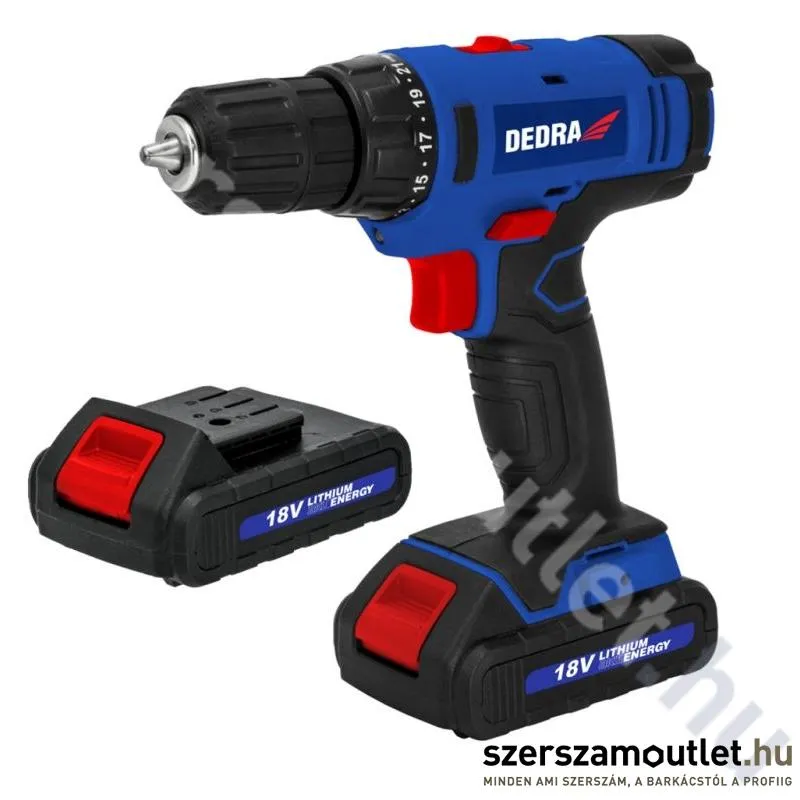 DEDRA Akkus fúró-csavarbehajtó 2db(18V 1,5Ah)akku+töltő (DED7880B)