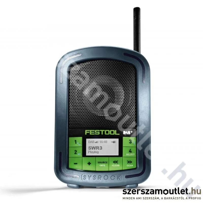 FESTOOL BR 10 DAB+ SYSROCK munkahelyi rádió digitális és analóg (18V)
