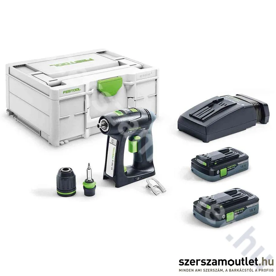 FESTOOL C 18 HPC 4,0 I-Plus akkus fúró-csavarbehajtó Systainer-ben 2db(18V 4,0Ah)akku+töltő