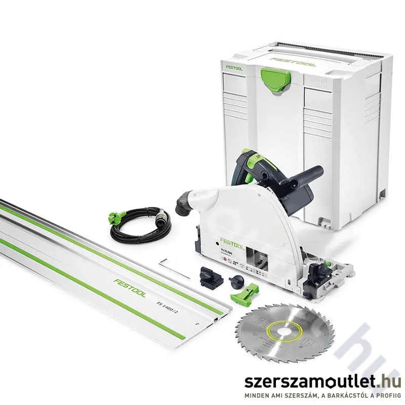 FESTOOL TS 75 EBQ-Plus-FS Merülőfűrész Systainer-ben vezetősínnel (1600W/210mm) (576115)