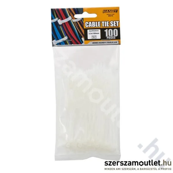 HANDY Vezetékkötegelő fehér 100x2,5mm 100db (05410)