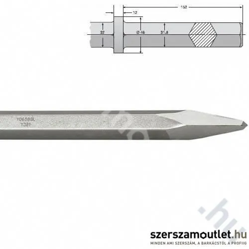 HIKOKI 28mm hatlap (galléros) Hegyesvéső 550mm (751571)