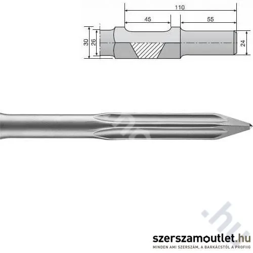 HIKOKI 30mm hatlap Önélezős hegyesvéső 410mm (751548)