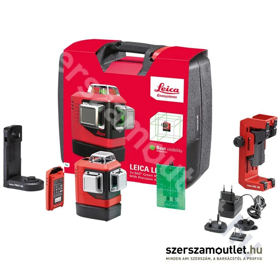 LEICA Lino L6G-1 többirányú keresztlézer zöld 3x360 (koffer + Li-ion pack + UAL130)