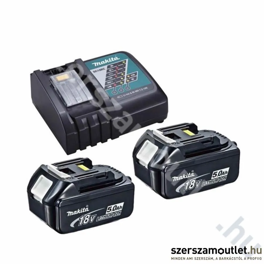 MAKITA 2db BL1850 akkumulátor + DC18RC töltő csomag (18V Li-ion 2x5,0Ah) (eredeti)