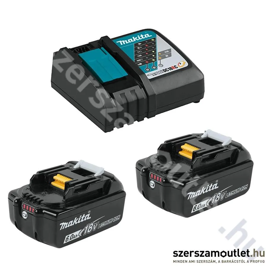 MAKITA 2db BL1860 akkumulátor + DC18RC töltő csomag (18V Li-ion 2x6,0Ah) (eredeti)