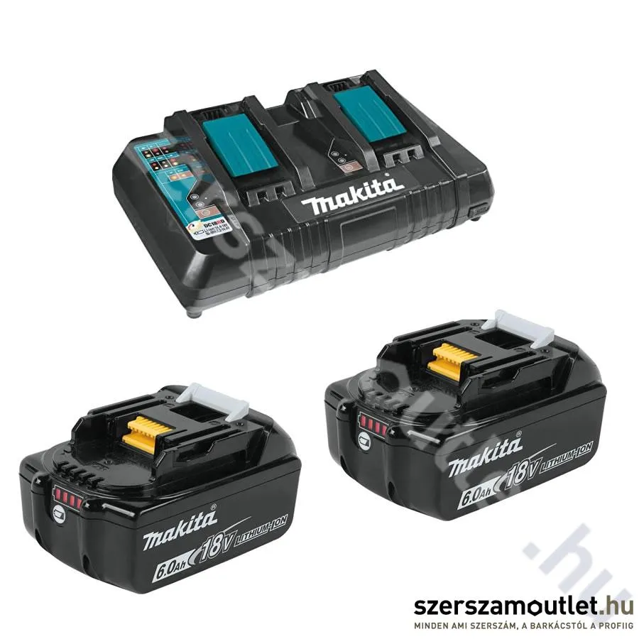 MAKITA 2db BL1860 akkumulátor + DC18RD Dupla töltő csomag (18V Li-ion 2x6,0Ah) (eredeti)