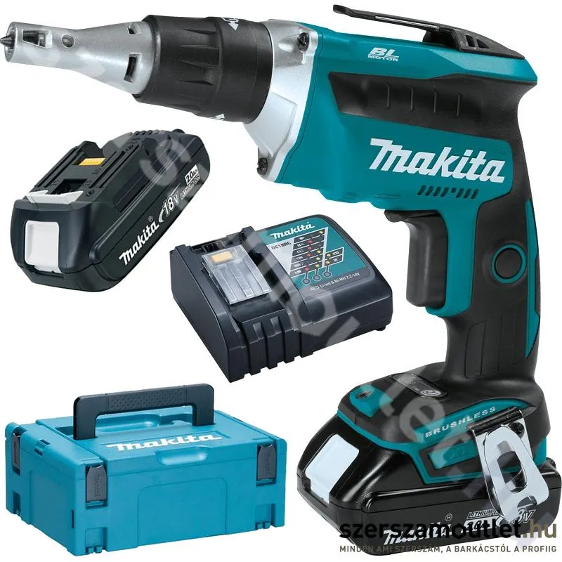 MAKITA DFS452RAJ Szénkefe nélküli akkus Gipszkarton csavarozó MAKPAC kofferben 2db(18V 2,0Ah)