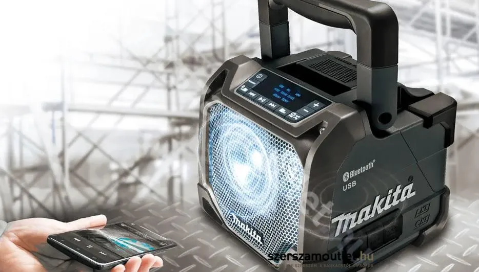 MAKITA DMR202B Bluetooth akkus hangszóró, kihangosító (18V) (Akku és töltő nélkül!) (DMR200 utódja)