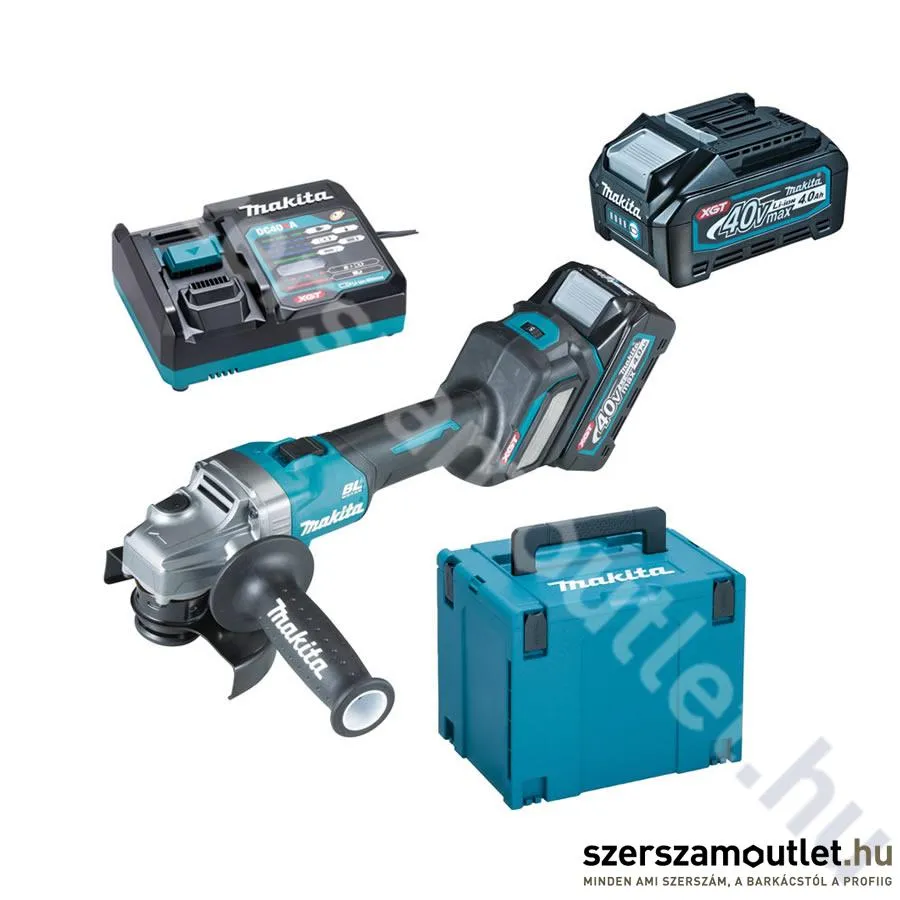 MAKITA GA026GM201 Akkus szénkefementes sarokcsiszoló (40V/125mm) (2x4,0Ah/40V)