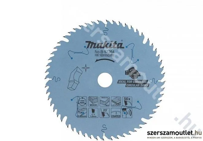 MAKITA SPECIALIZED Körfűrésztárcsa merülő fűrészhez 165x20 mm Z56 (B-57364)