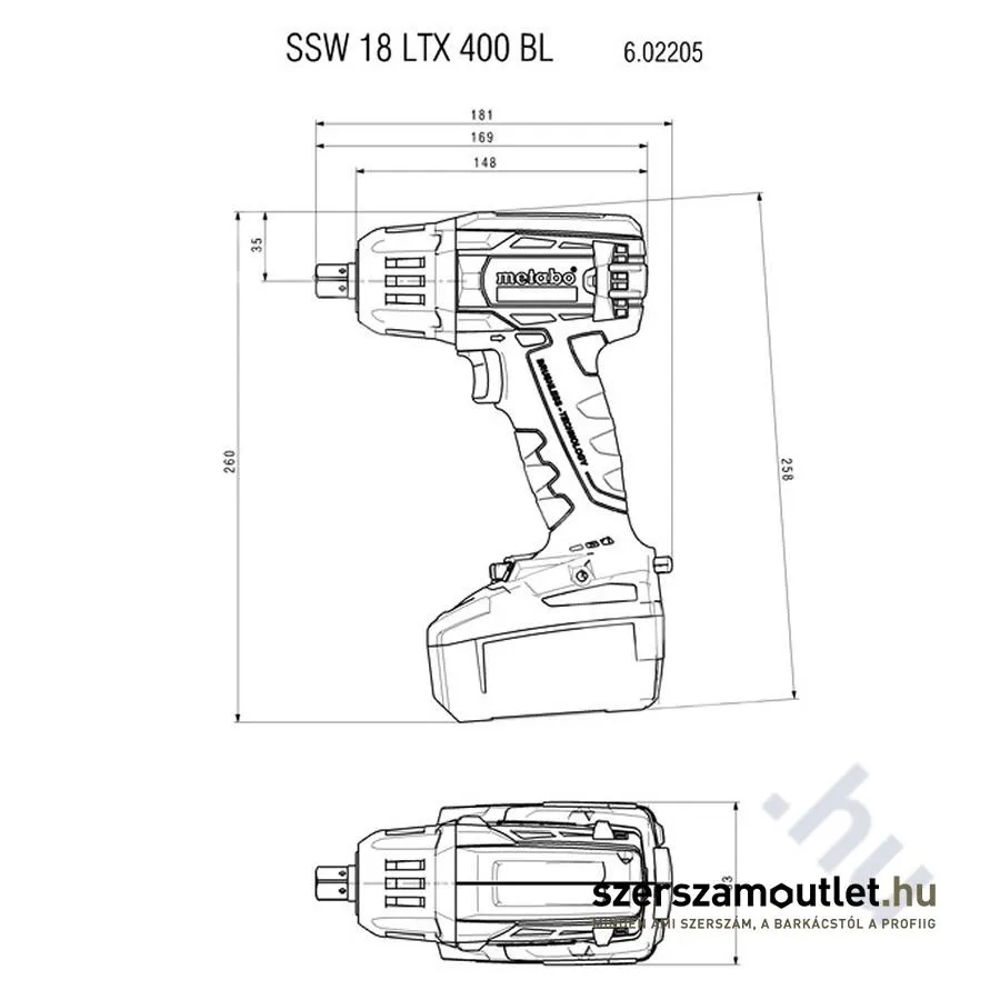 METABO SSW 18 LTX 400 BL Akkus ütvecsavarozó metaBOXban 400Nm (2x4,0Ah/18V)