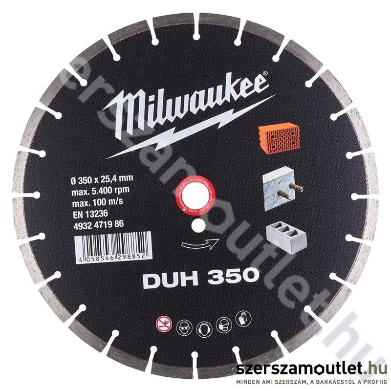 MILWAUKEE DUH 350 MPP Gyémánt vágótárcsa 350mm (4932471986)