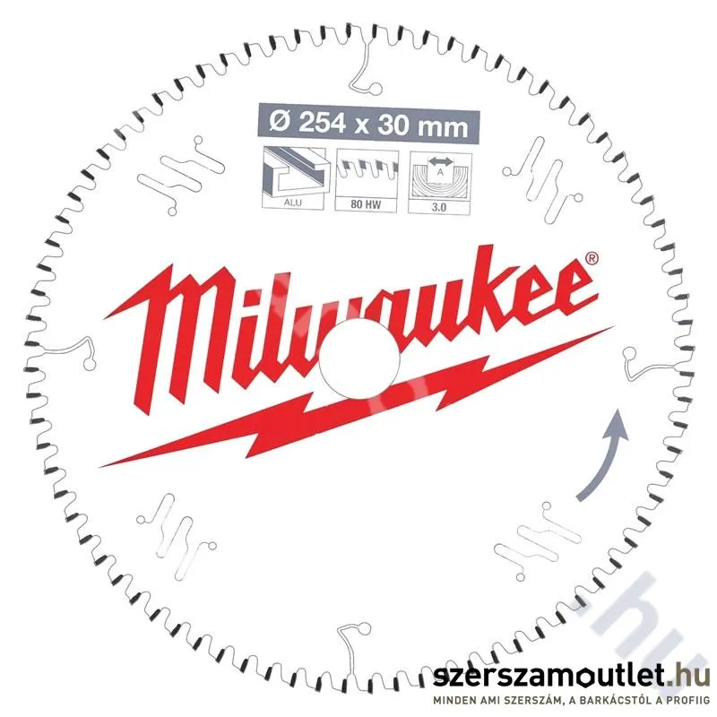 MILWAUKEE Körfűrészlap gérvákókhoz (Alu) 254x30mm/80 TF (4932471318)