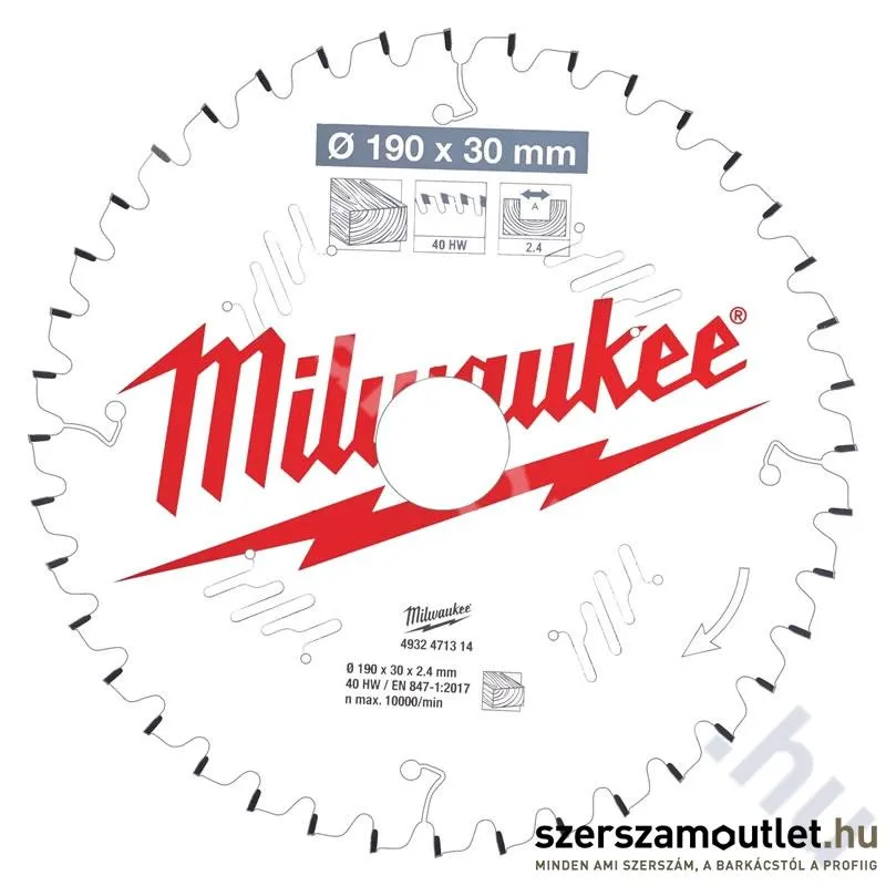 MILWAUKEE Körfűrészlap gérvákókhoz (fához) 190x30mm/40 ATB (4932471314)