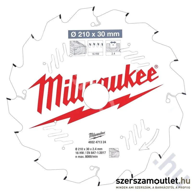 MILWAUKEE Körfűrészlap gérvákókhoz (fához) 210x30mm/16 ATB (4932471324)