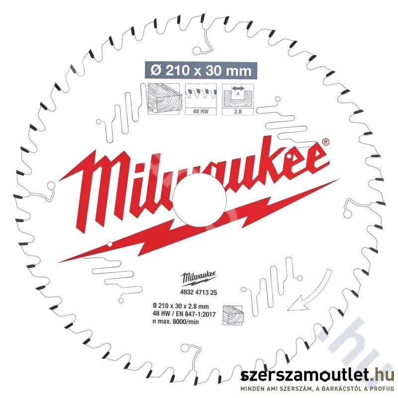 MILWAUKEE Körfűrészlap gérvákókhoz (fához) 210x30mm/48 ATB (4932471325)