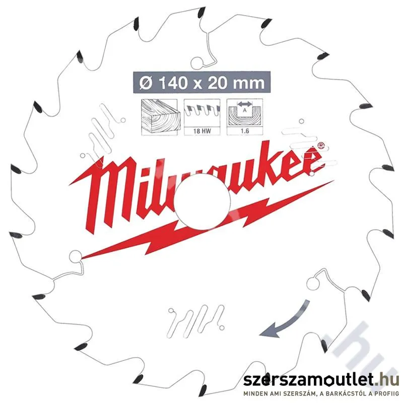 MILWAUKEE Körfűrészlap hordozható gépekhez (Fához) 140x20mm/18 ATB (4932471310)