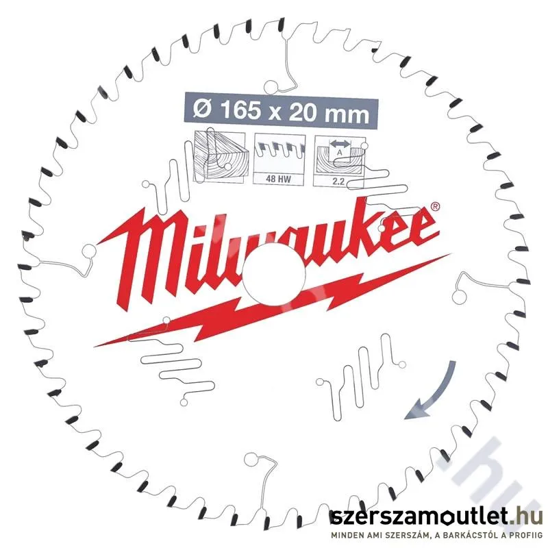 MILWAUKEE Körfűrészlap hordozható gépekhez (Fához) 165x20mm/48 ATB (4932471295)