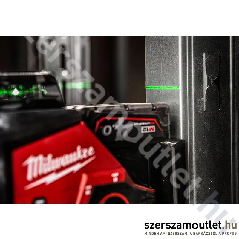 MILWAUKEE M12 3PL-0C Akkus 360° 3 síkú vonallézer ZÖLD, kofferben (12V) (Akku és töltő nélkül!)