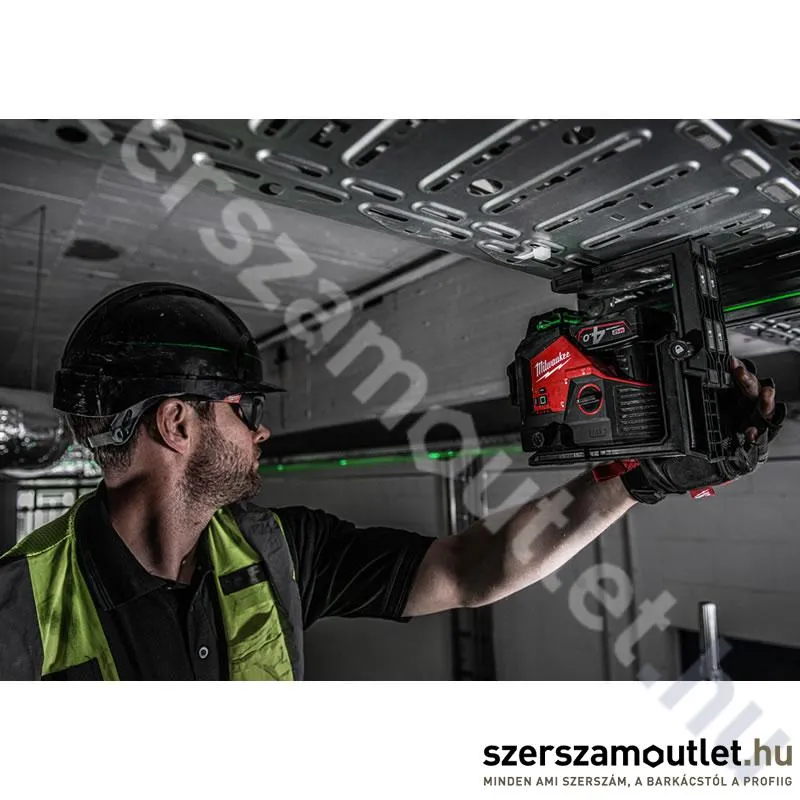 MILWAUKEE M12 3PL-0C Akkus 360° 3 síkú vonallézer ZÖLD, kofferben (12V) (Akku és töltő nélkül!)