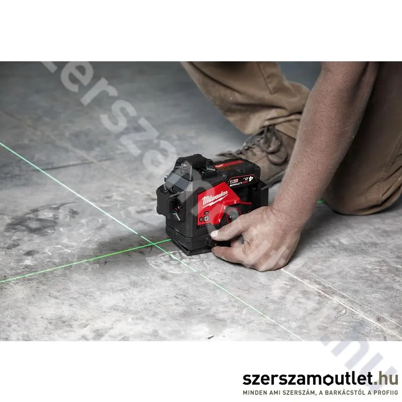 MILWAUKEE M12 3PL-0C Akkus 360° 3 síkú vonallézer ZÖLD, kofferben (12V) (Akku és töltő nélkül!)