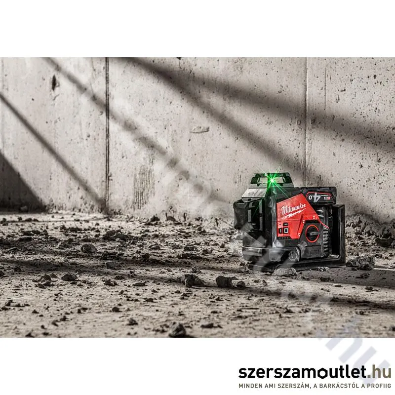 MILWAUKEE M12 3PL-0C Akkus 360° 3 síkú vonallézer ZÖLD, kofferben (12V) (Akku és töltő nélkül!)