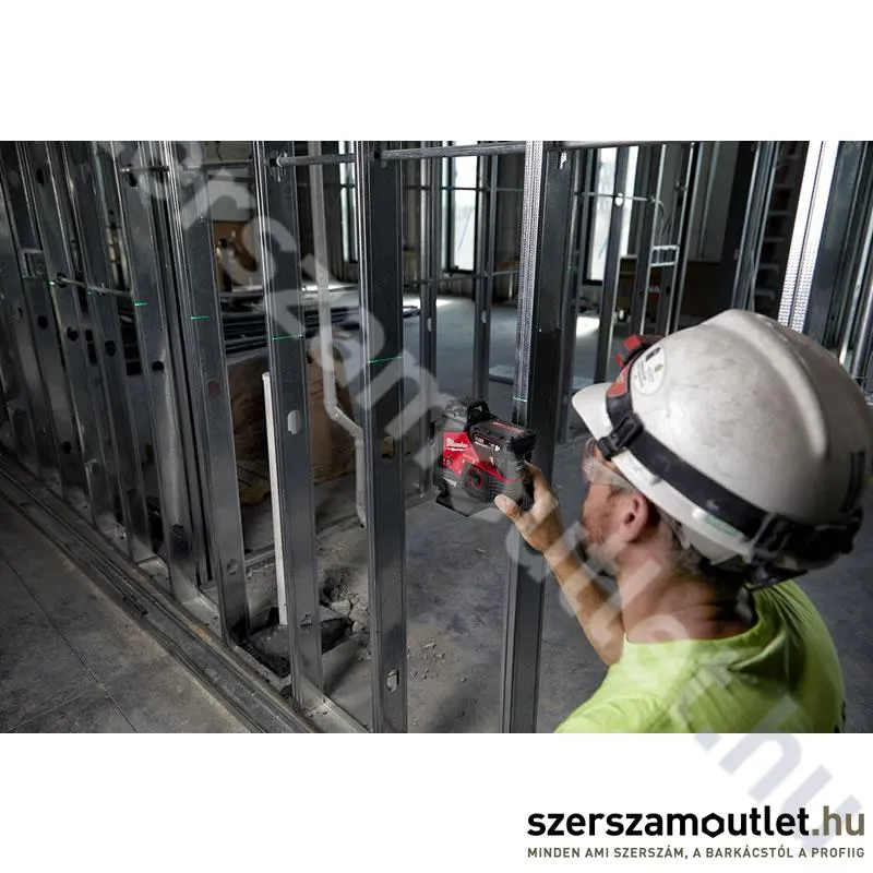 MILWAUKEE M12 3PL-0C Akkus 360° 3 síkú vonallézer ZÖLD, kofferben (12V) (Akku és töltő nélkül!)