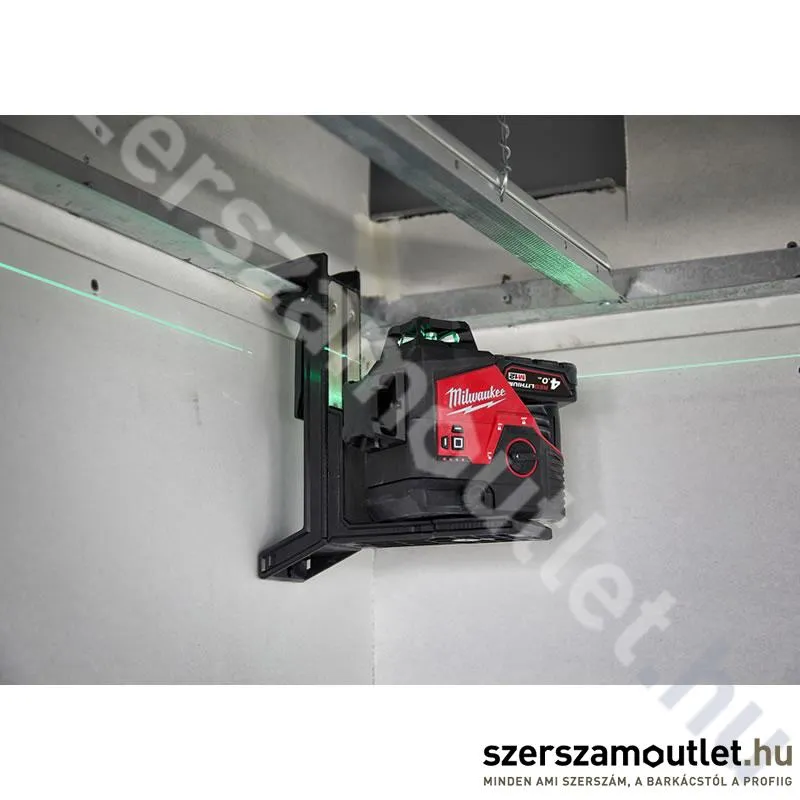MILWAUKEE M12 3PL-0C Akkus 360° 3 síkú vonallézer ZÖLD, kofferben (12V) (Akku és töltő nélkül!)