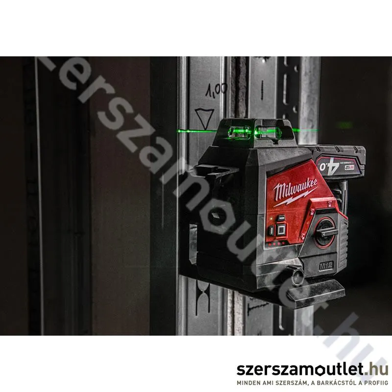 MILWAUKEE M12 3PL-0C Akkus 360° 3 síkú vonallézer ZÖLD, kofferben (12V) (Akku és töltő nélkül!)