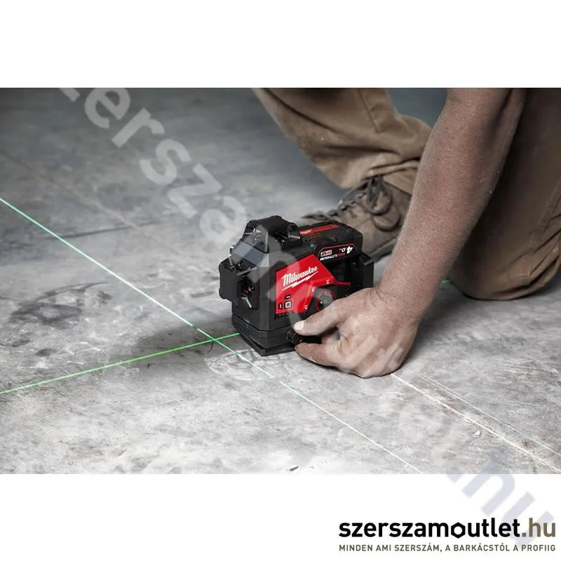MILWAUKEE M12 3PL-0C Akkus 360° 3 síkú vonallézer ZÖLD, kofferben (12V) (Akku és töltő nélkül!)
