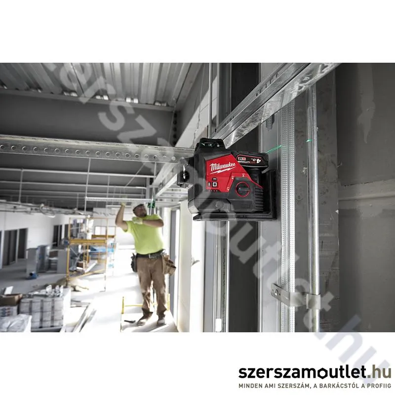 MILWAUKEE M12 3PL-0C Akkus 360° 3 síkú vonallézer ZÖLD, kofferben (12V) (Akku és töltő nélkül!)