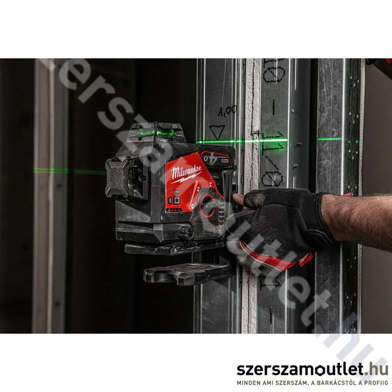 MILWAUKEE M12 3PL-0C Akkus 360° 3 síkú vonallézer ZÖLD, kofferben (12V) (Akku és töltő nélkül!)