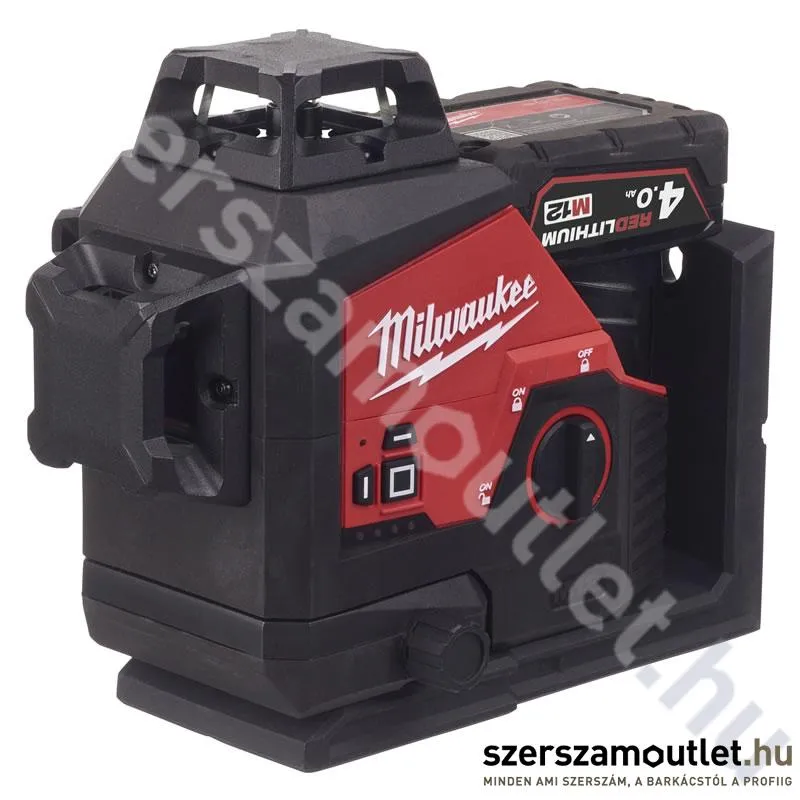 MILWAUKEE M12 3PL-401C Akkus 360° 3 síkú vonallézer ZÖLD, kofferben (1x4,0Ah/12V) (4933478102)