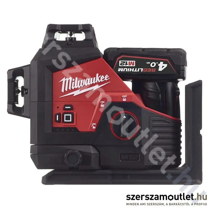 MILWAUKEE M12 3PL-401C Akkus 360° 3 síkú vonallézer ZÖLD, kofferben (1x4,0Ah/12V) (4933478102)