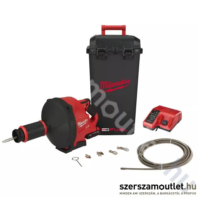 MILWAUKEE M18 FDCPF10-201C Akkus lefolyócső tisztító + tisztító készlet (1x2,0Ah/18V)
