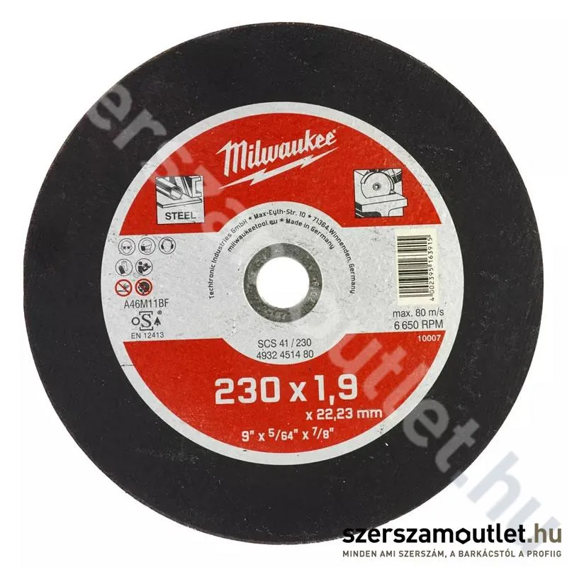 MILWAUKEE SCS41 Vágókorong (fémhez) 230x1,9mm (4932451480)